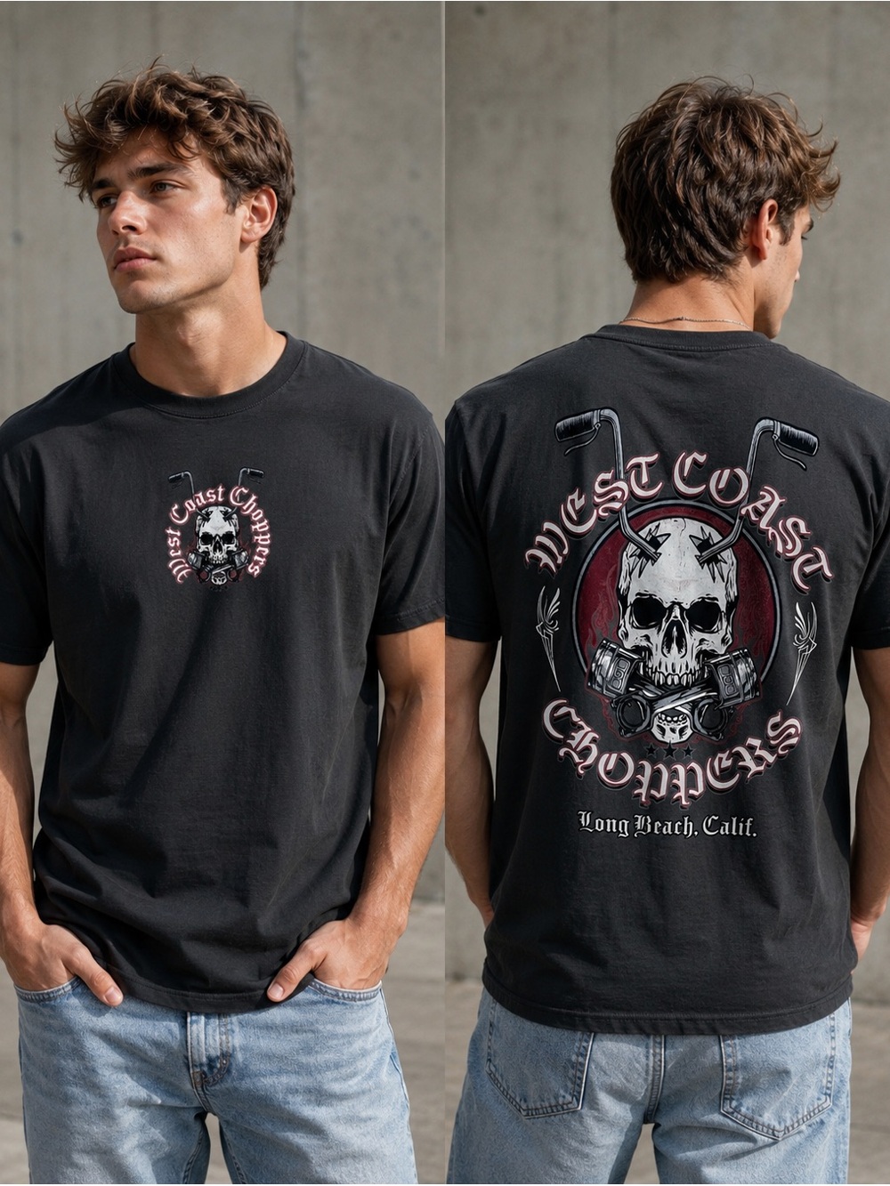 West Coast Choppers Skull Graphic Tee - Men’s Short Sleeve Shirt